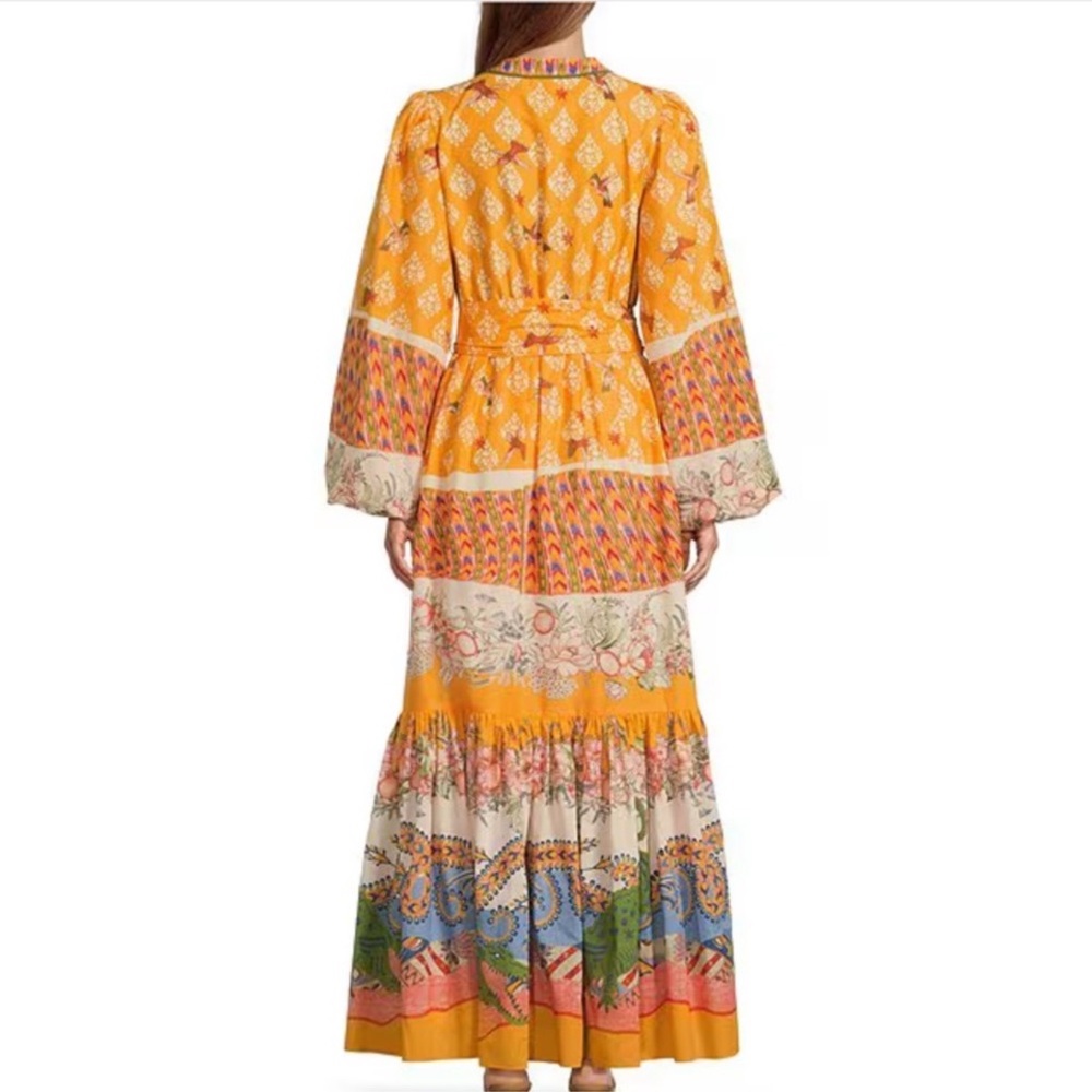 A LOVES A Bohemian Long Sleeve Maxi Dress in Yellow and Multicolor(Sz S) - Picture 2 of 3